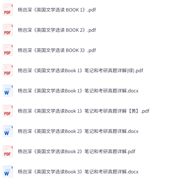 杨岂深《英国文学选读》（book1-3)考研真题笔记+PDF教材