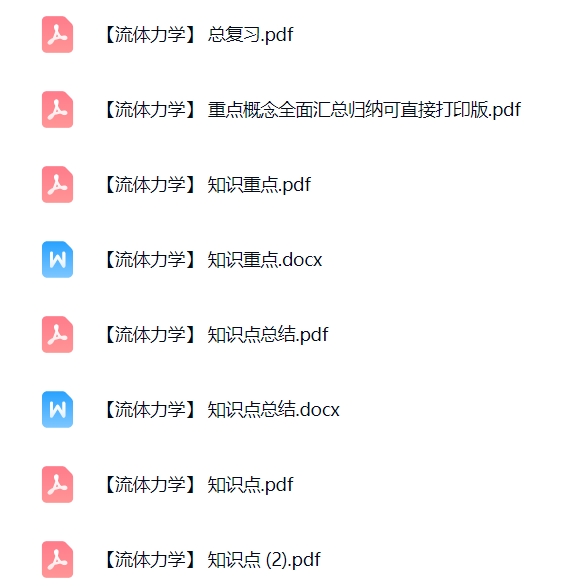 专业课《流体力学》期末试题答案+复习重点及笔记