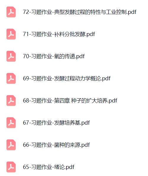 华东理工大学《发酵工程》视频及课件+习题作业及其他资料