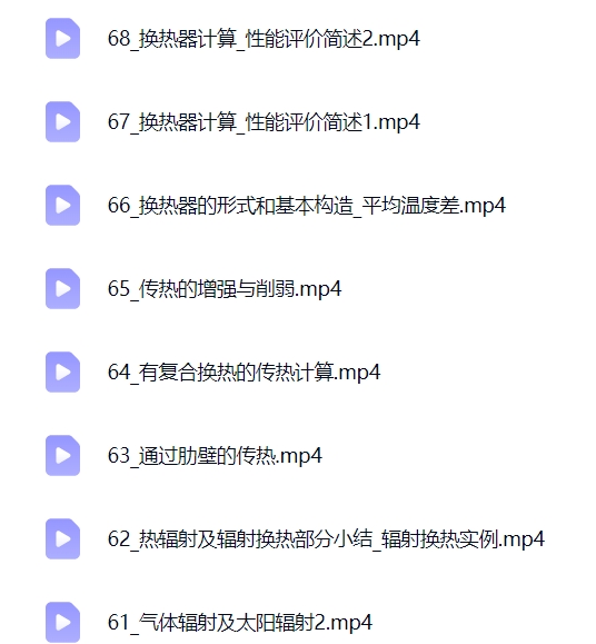 清华大学 传热学（章熙民5版）姜培学 68讲 带课件（手机可看）