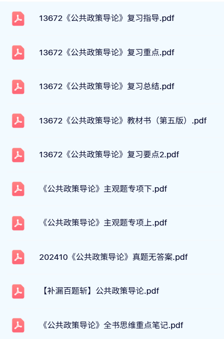 13672 《公共政策导论》自考资料及课程+考前押题+笔记及PPT课件