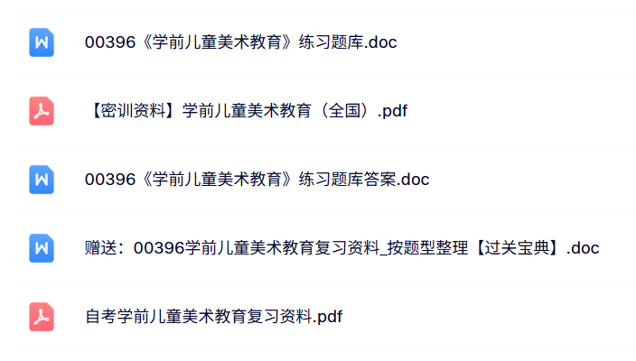 00396《学前儿童美术教育》自考资料+考前押题+历年真题及答案