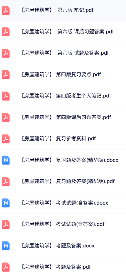 专业课《房屋建筑学》试题及答案+知识点+重点笔记