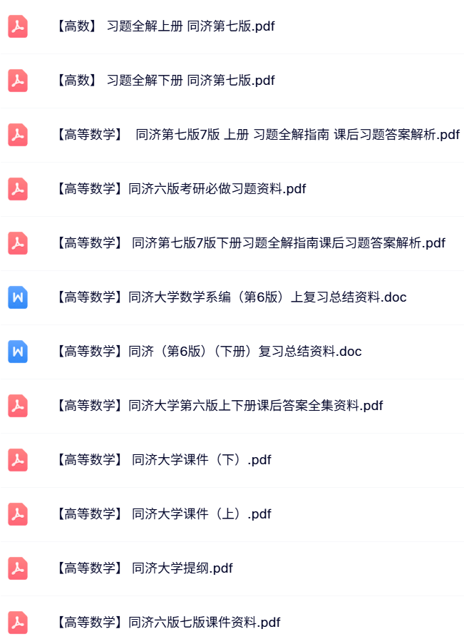 同济大学《高等数学》课件提纲+知识点+习题笔记
