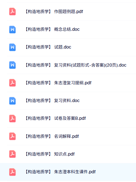 朱志澄《构造地质学》试题及答案+名词解释+复习资料