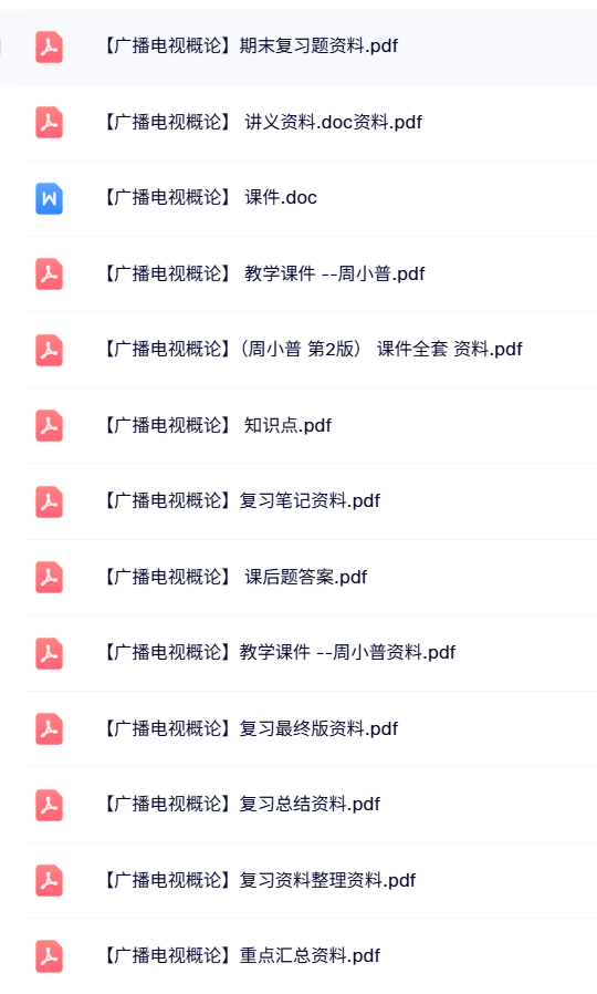 周小普《广播电视概论》本科生课件+重点笔记+复习提纲