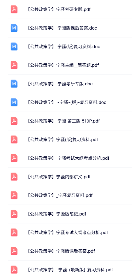 宁骚《公共政策学》课后答案+讲义及考纲+复习资料