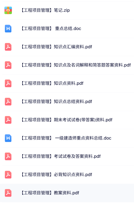 专业课《工程项目管理》试题及答案+知识点+重点笔记