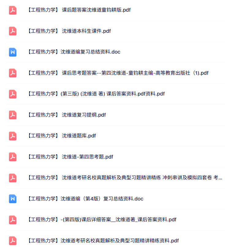 沈维道《工程热力学》课件提纲+课后答案+复习资料