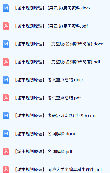 专业课《城市规划原理》期末试题及答案+考试重点+复习资料
