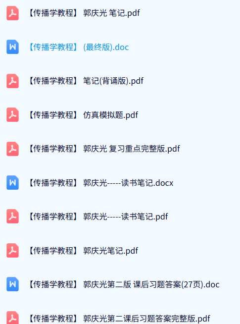 郭庆光《传播学教程》课件提纲+复习笔记+历年真题及答案