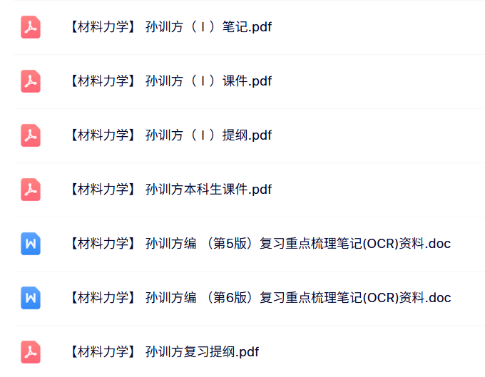 孙训方《材料力学》课件提纲+复习重点+配套笔记