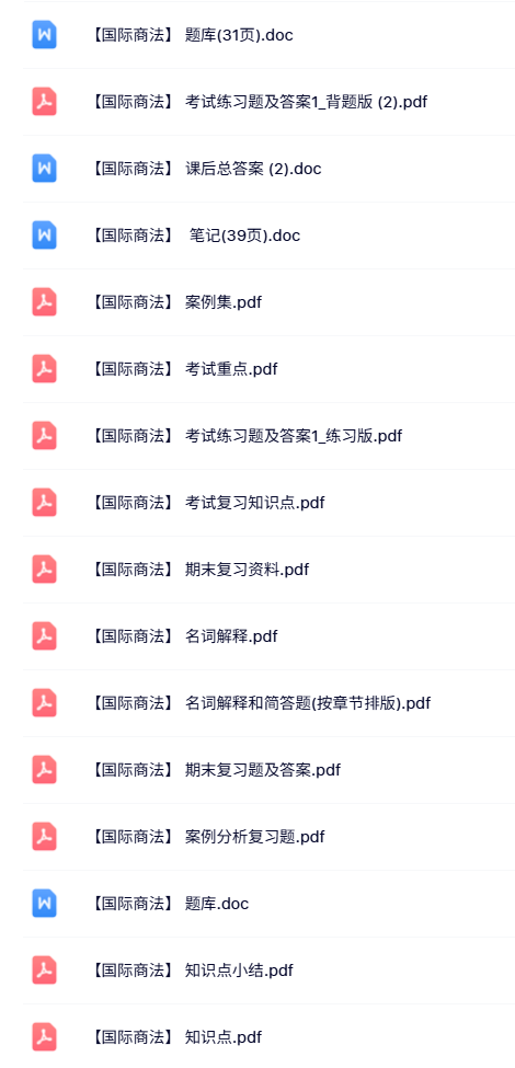 专业课《国际商法》知识点+重点笔记+试题及答案