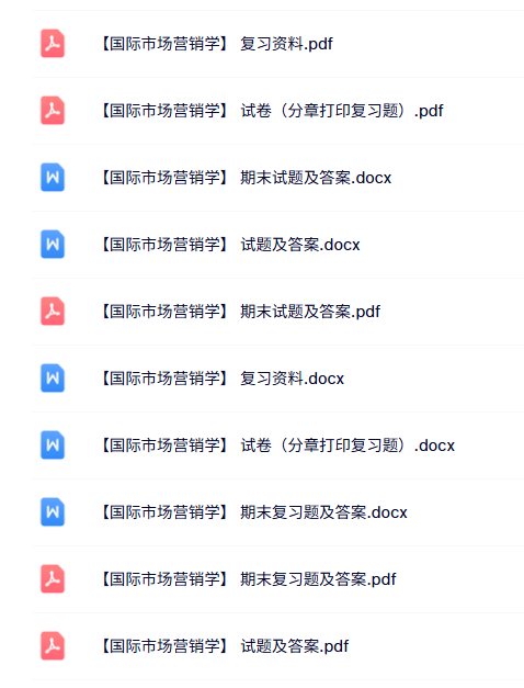 专业课《国际市场营销学》知识点+重点笔记+期末复习题及答案