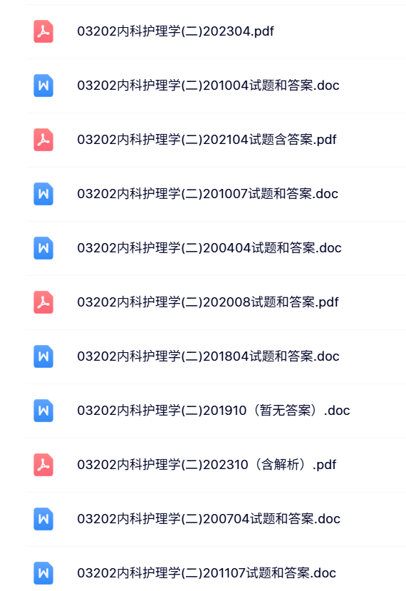 03202内科护理学（二）自考资料+考前押题+历年真题及答案