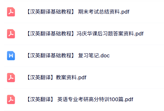 专业课《汉英翻译基础教程》知识点+重点笔记+课后习题及答案