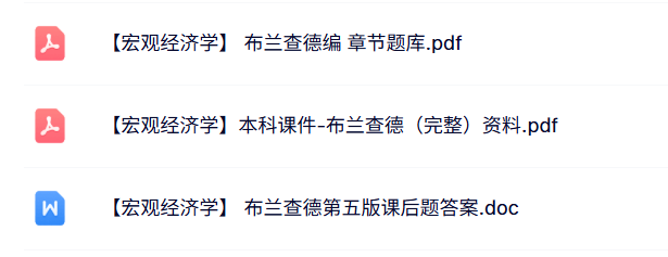 布兰查德《宏观经济学》各章题库+课后题答案+课件资料