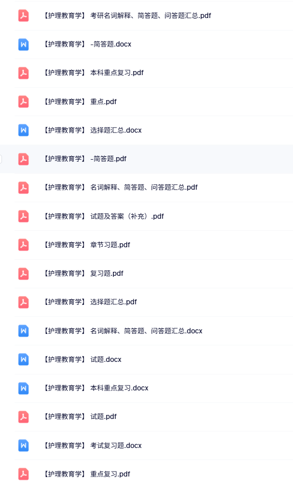 专业课《护理教育学》名词解释+重点笔记+试题及答案