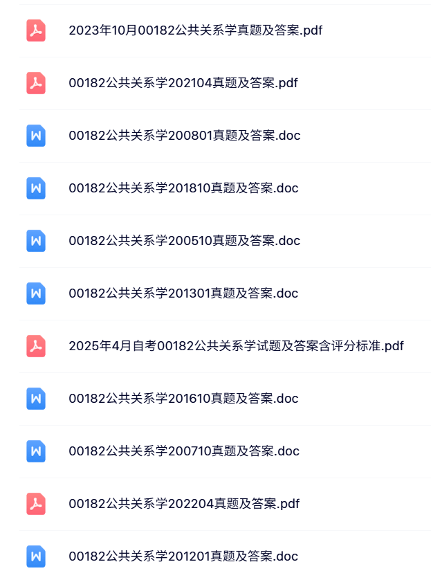 00182《公共关系学》自考资料及课件+考前押题+历年真题及答案