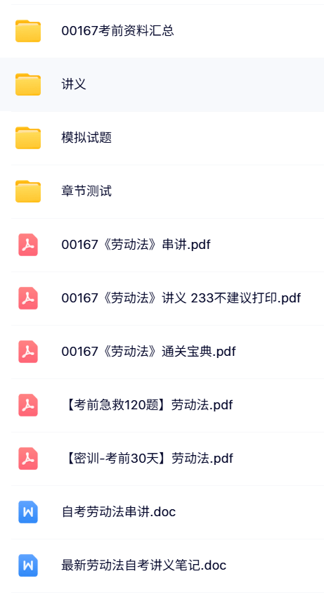 00167《劳动法》自考资料+考前押题+历年真题及答案