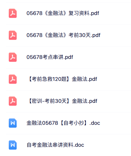 05678《金融法》自考资料+考前押题+历年真题及答案