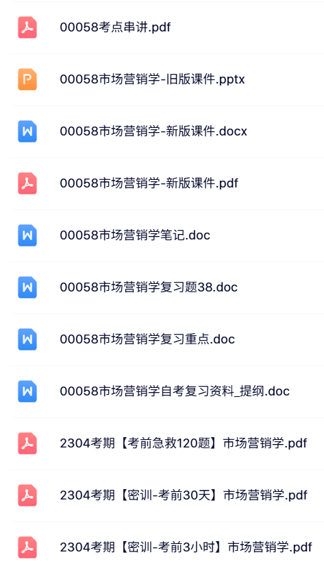 00058《市场营销学》自考资料+考前押题+历年真题及答案
