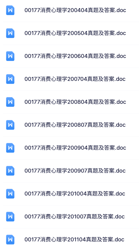00177《消费心理学》自考资料+考前押题+历年真题及答案
