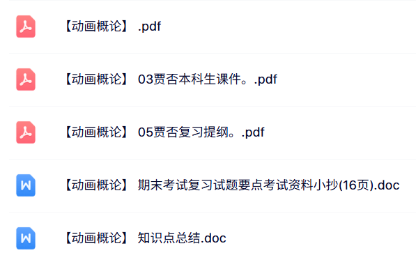 专业课《动画概论》本科生课件+知识点总结+复习提纲