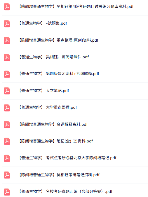 陈阅增《普通生物学》名词解释+重点笔记+试题及答案