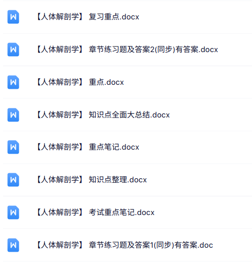 专业课《人体解剖学》知识点+重点笔记+试题及答案