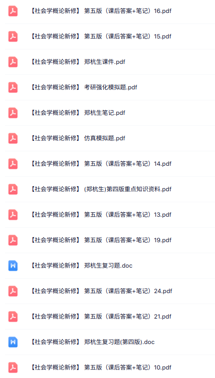 郑杭生《社会学概论新修》课件提纲+重点笔记+试题及答案