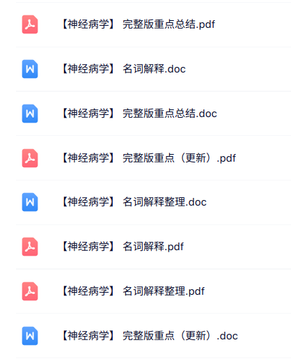 专业课《神经病学》名词解释+重点笔记+试题及答案