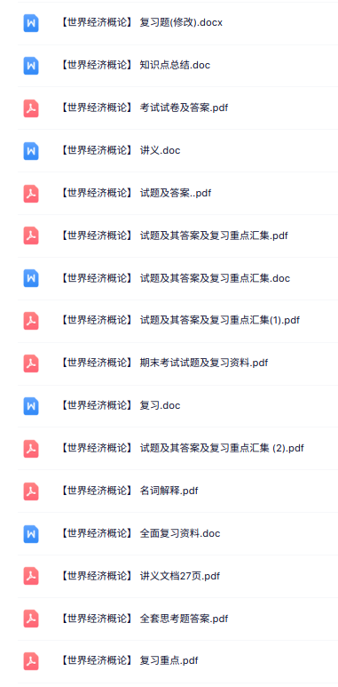 专业课《世界经济概论》知识点+重点笔记+试题及答案