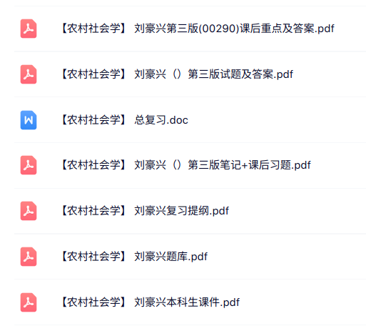 刘豪兴《农村社会学》课件提纲+课后习题及答案+复习资料