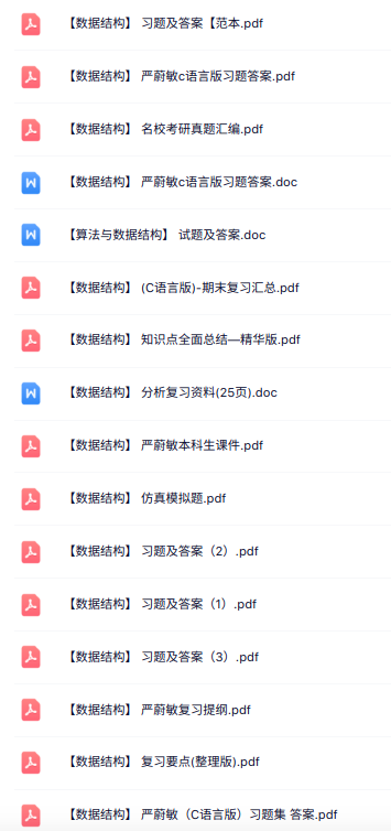 严蔚敏《数据结构》知识点+重点笔记+试题及答案