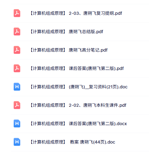 唐朔飞《计算机组成原理》知识点+课件资料+试题及答案