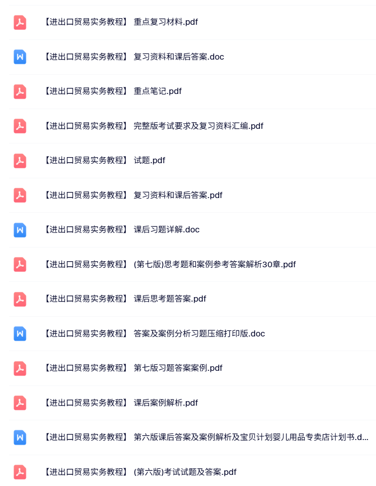 专业课《进出口贸易实务教程》知识点+重点笔记+试题及答案