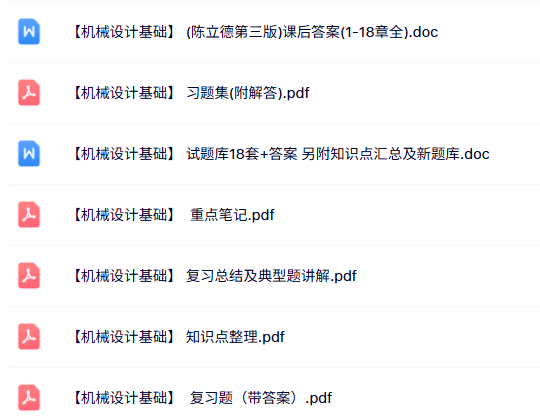 专业课《机械设计基础》知识点+重点笔记+试题及答案