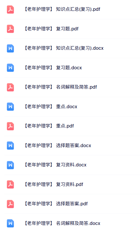 专业课《老年护理学》知识点+重点笔记+试题及答案