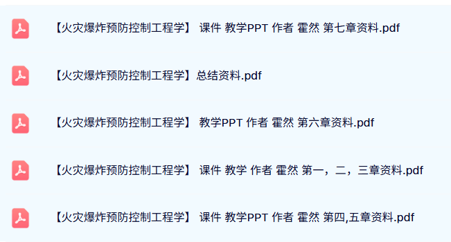 霍然《火灾爆炸预防控制工程学》教学PPT课件+复习资料