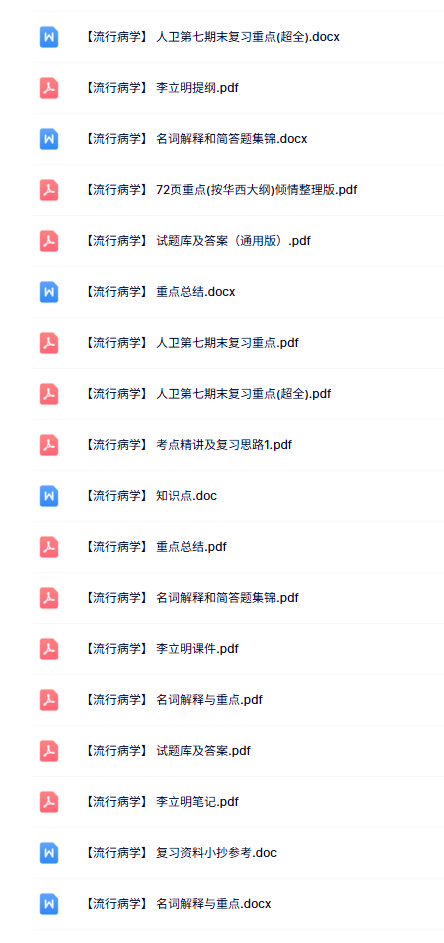 人卫《流行病学》第七版 知识点+重点笔记+试题及答案