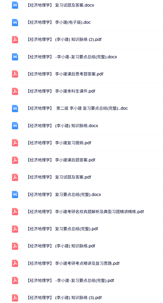 李小建《经济地理学》知识点+重点笔记+试题及答案