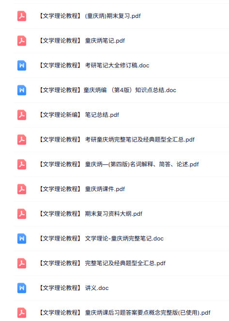 童庆炳《文学理论教程》知识点+重点笔记+试题及答案