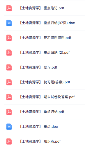 专业课《土地资源学》知识点+重点笔记+试题及答案