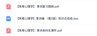 季浏《体育心理学》复习提纲+本科生课件+知识点总结