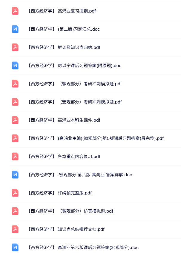 高鸿业《西方经济学》微观 宏观部分 知识点+重点笔记+试题及答案