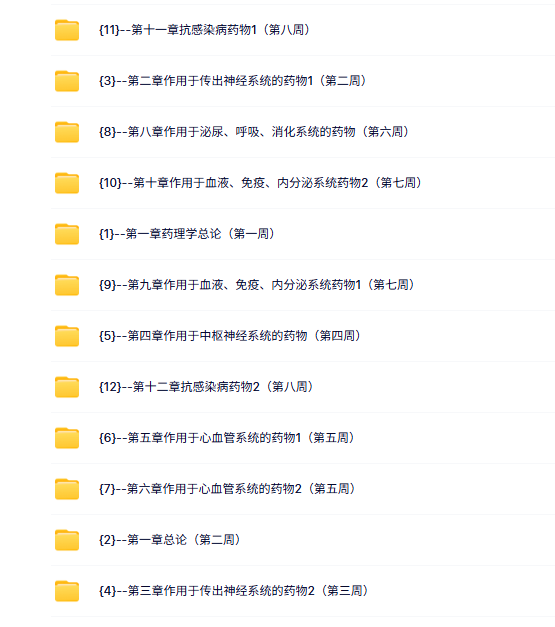 华中科技大学 药理学（陈建国4版）34课时 含课件 高清 手机可看