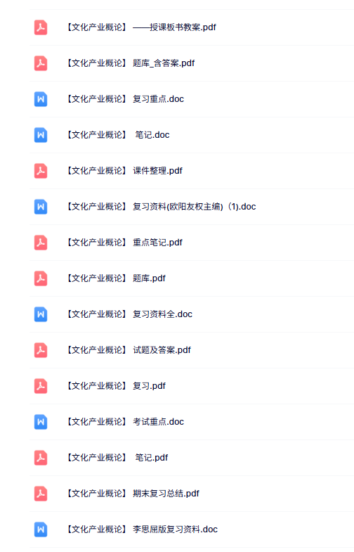 专业课《文化产业概论》知识点+重点笔记+试题及答案