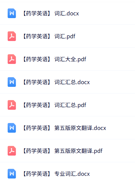 专业课《药学英语》知识点+重点笔记+试题及答案