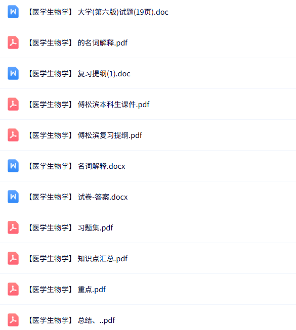 傅松滨《医学生物学》知识点+重点笔记+试题及答案